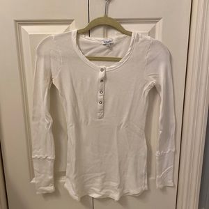 Splendid long sleeve white thermal Henley